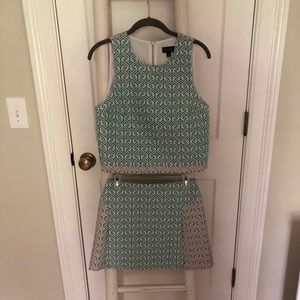 Top shop skirt set: mint & grey geometric pattern
